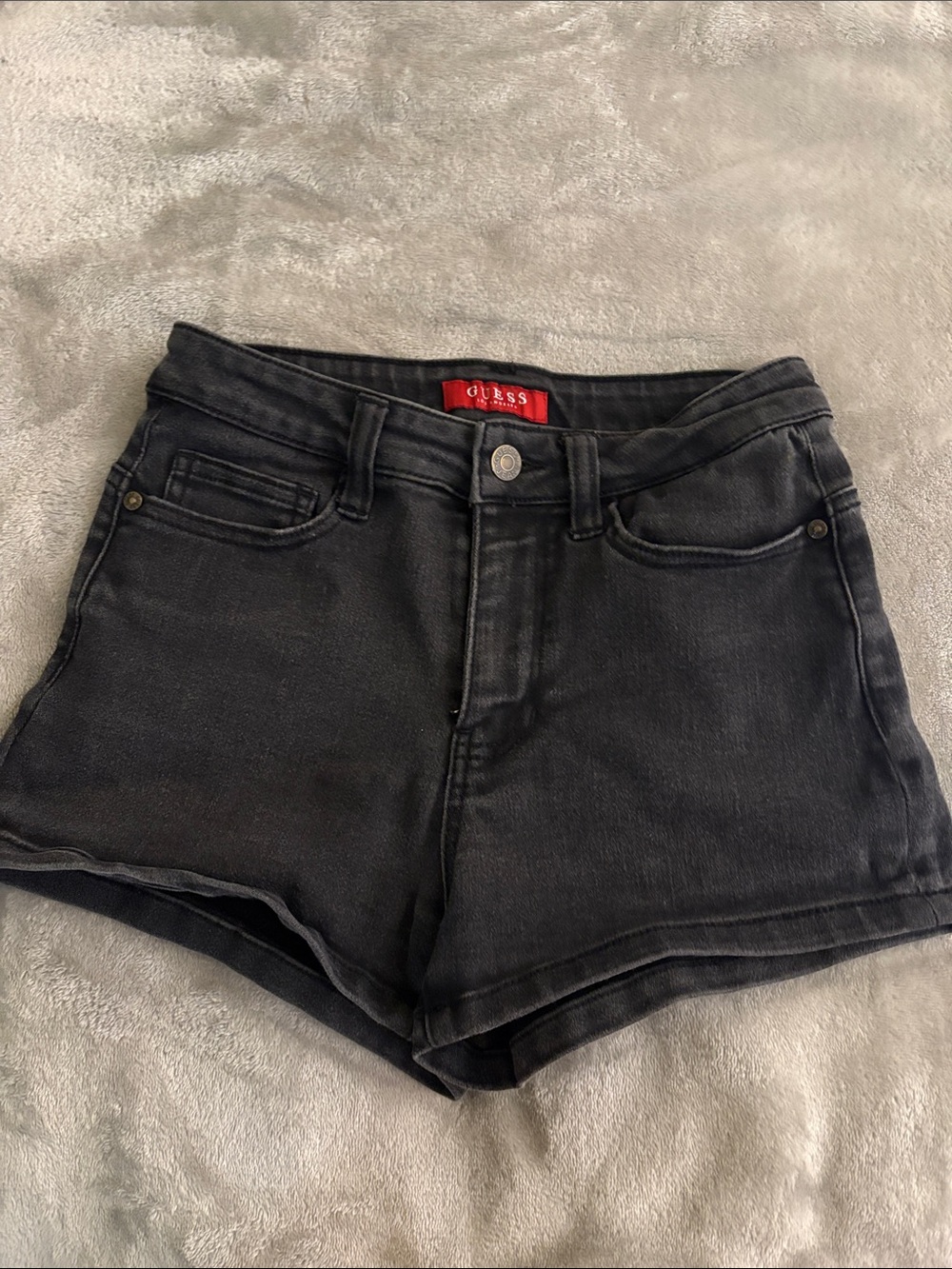 GUESS Black Denim High-Rise Jean Shorts